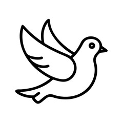 Flying dove outline drawing vector illustration for peace and freedom related designs and artwork projects
