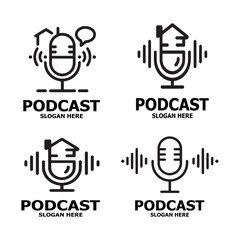 Podcast Logo icon Design Vector Template microphone symbols.eps