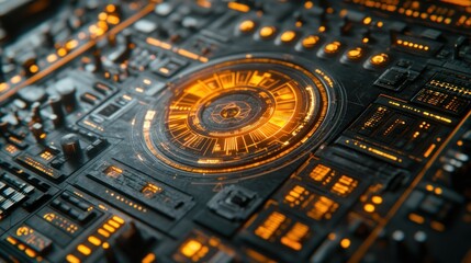 Obraz premium Futuristic Tech Interface: Cyberpunk Control Panel