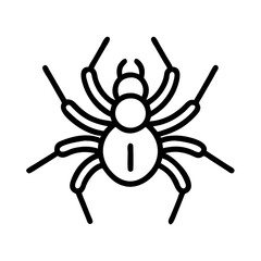 Spider outline vector illustration, arachnid insect with eight legs, halloween spider icon, creepy crawly art