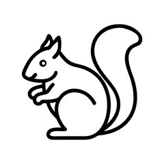 Squirrel outline vector illustration for wildlife animal lovers and nature themed graphic design projects