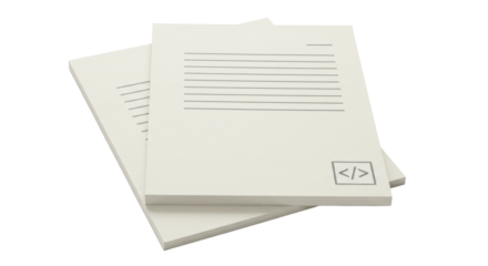 Isolated Stack of Writing Pads with Lines and Code Symbol