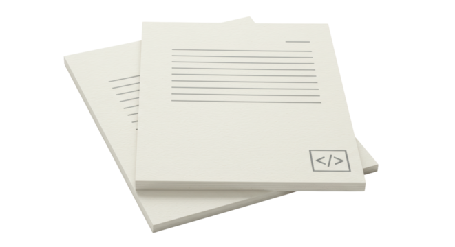 Isolated Stack of Writing Pads with Lines and Code Symbol