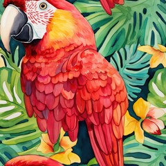 Fototapeta premium Tropical Parrot Illustration Pattern