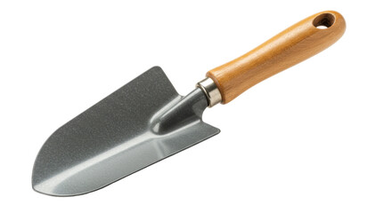 Isolated Metal Shovel with Wooden Handle for Gardening