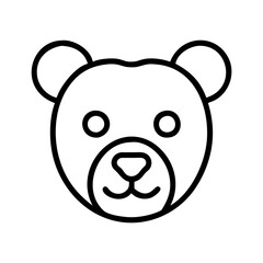Cute bear face outline vector illustration for kids coloring book animal drawing simple bear head design