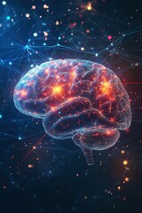 Fototapeta premium Digital brain is glowing with processing power, symbolizing the power of ai