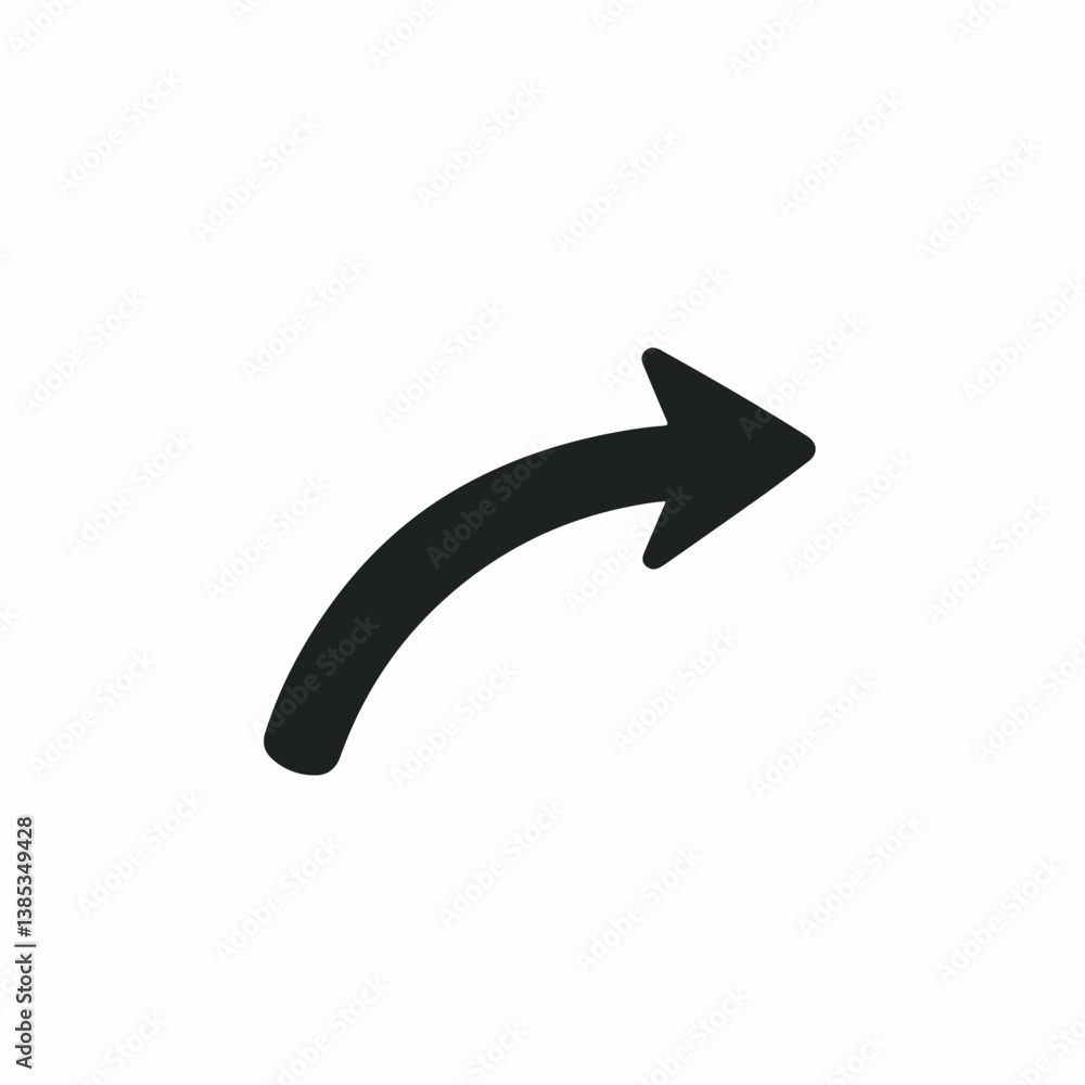 Poster curved arrow indicates direction on plain background simplistic design