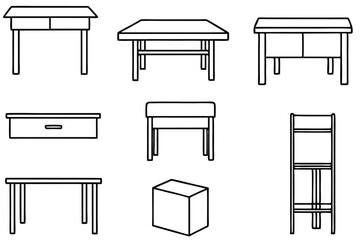 Desk Line Art Illustration Creative Design for Modern Workspaces 