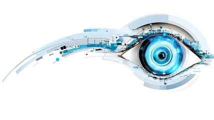 Futuristic Digital Eye Abstract Technology Concept AI Vision Cyber Security Blue Glowing Iris