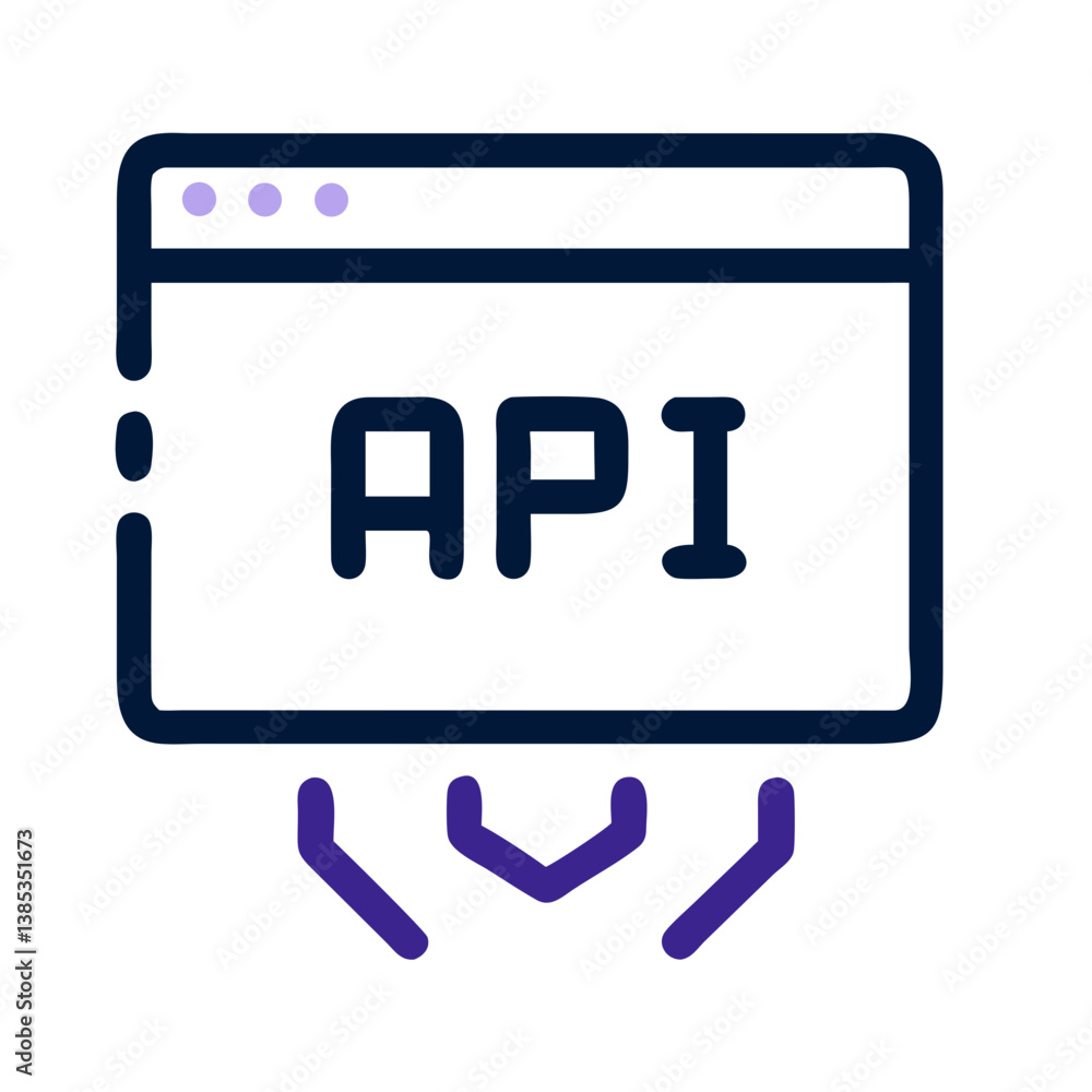 Poster api window interface with connection symbol flat tech icon