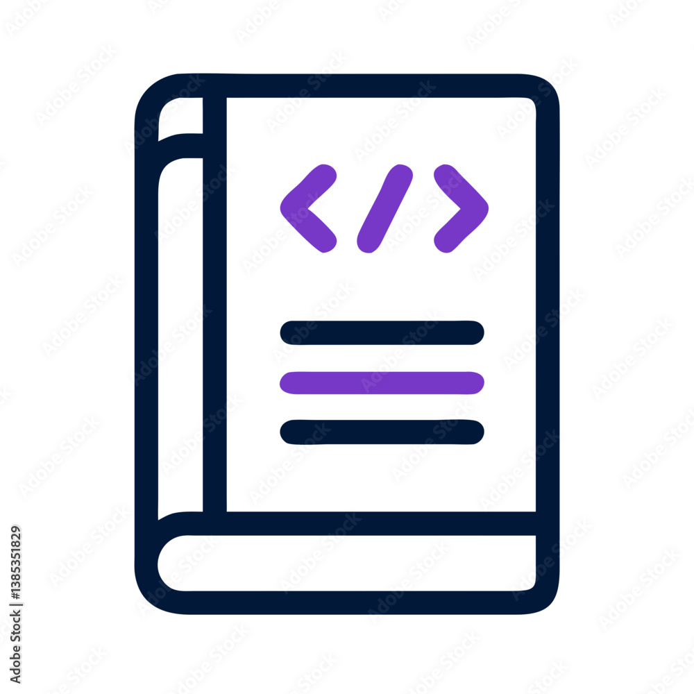 Poster programming book with code icon on cover
