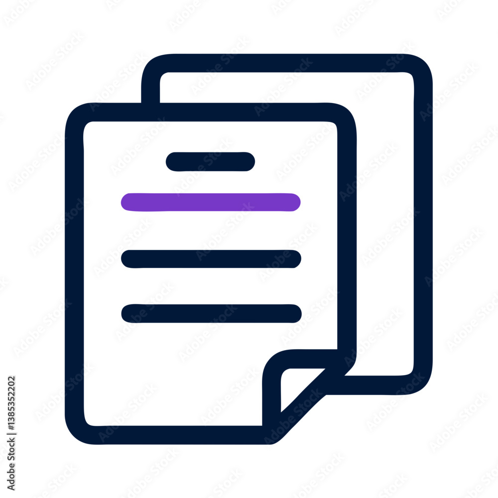 Poster stacked document pages icon in flat outline style