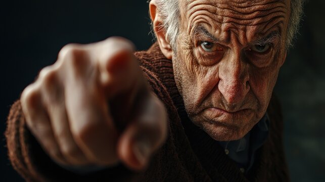 Accusatory Gaze: A Portrait of an Angry Elderly Man