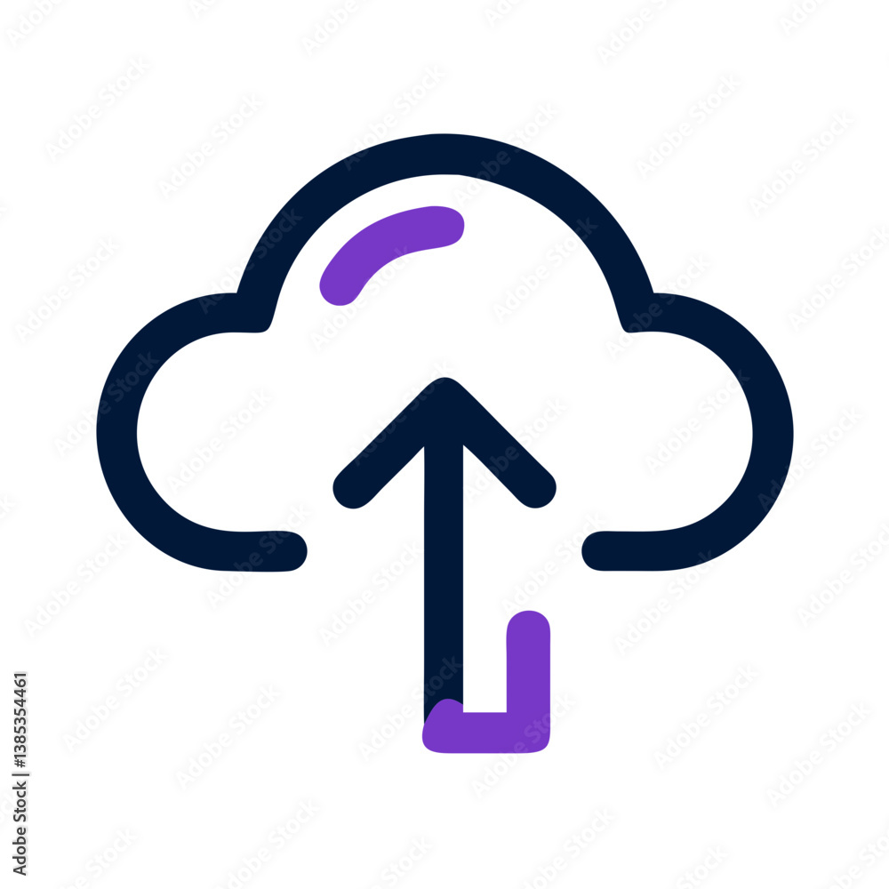 Poster cloud with upload arrow flat storage icon