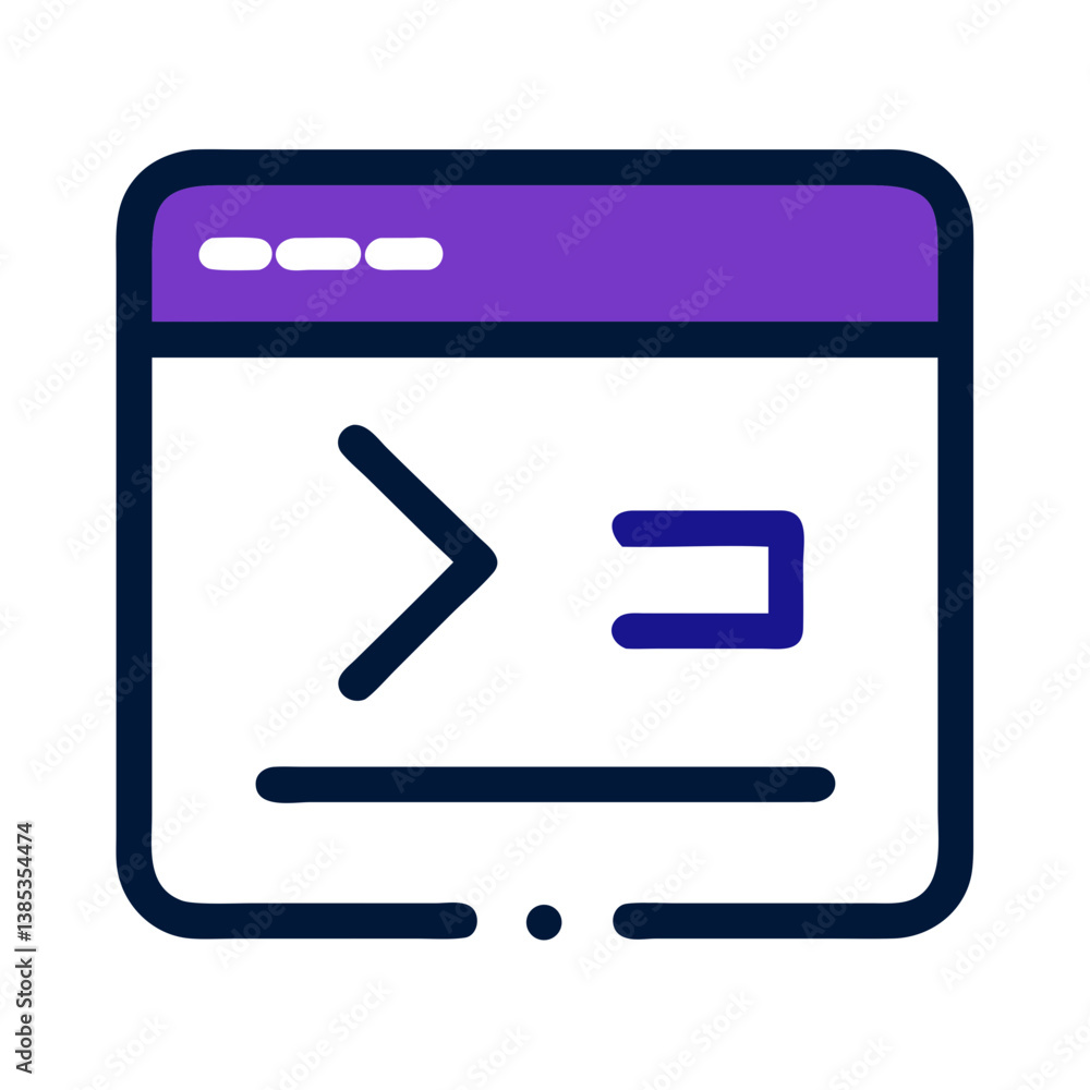 Poster coding terminal with command prompt flat devops icon