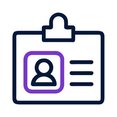 ID badge with person icon flat identification card symbol