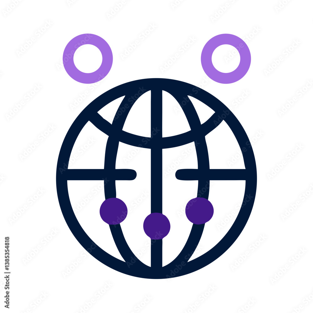 Poster globe with network nodes flat global connectivity icon