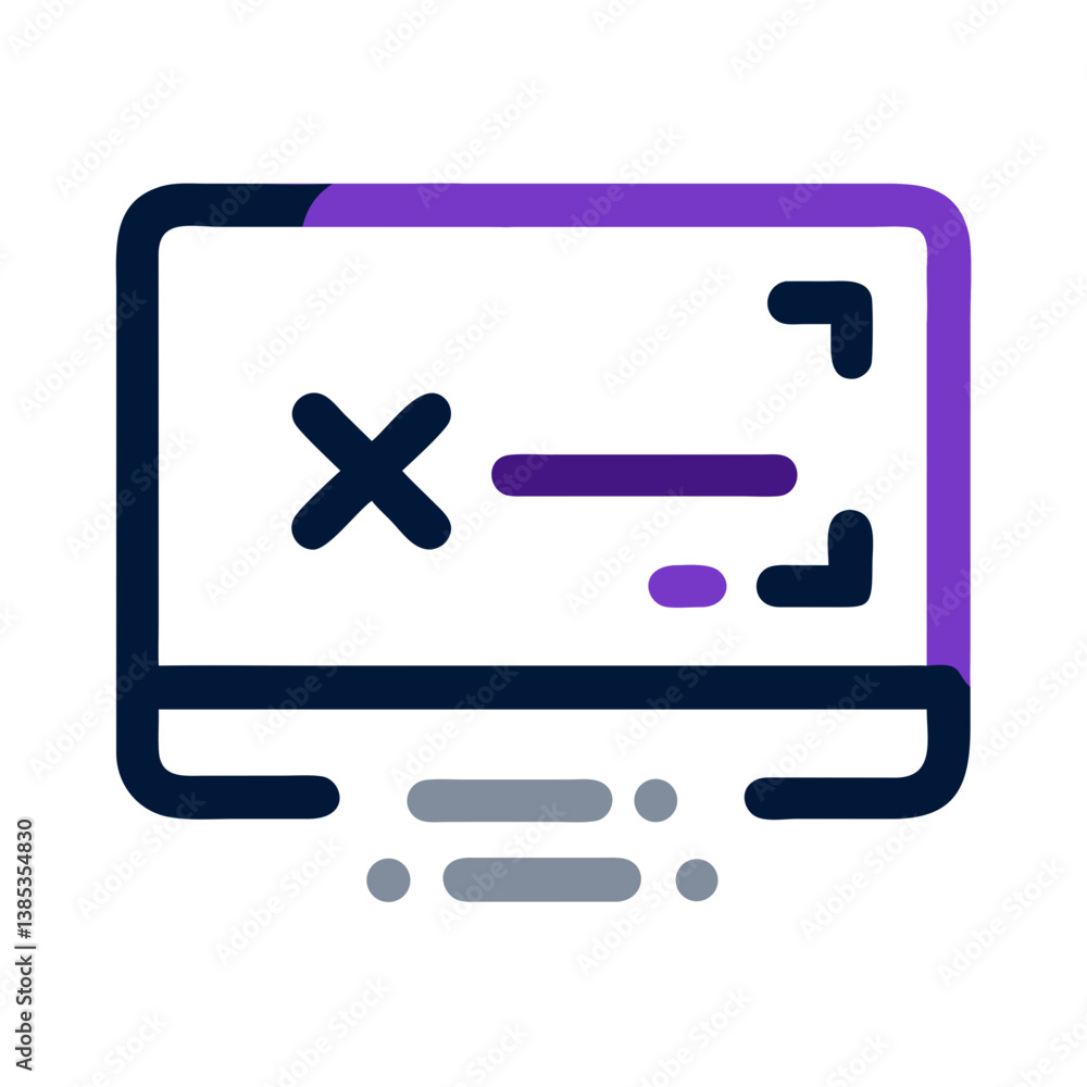 Poster error window icon with code bar and cross flat ui warning