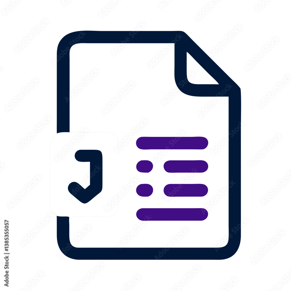 Poster document file with checkmark and text lines flat icon