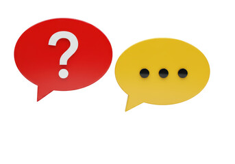 Isolated Red and Yellow Speech Bubbles with Question Marks and Dots