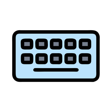 Wireless keyboard with light blue keys flat icon