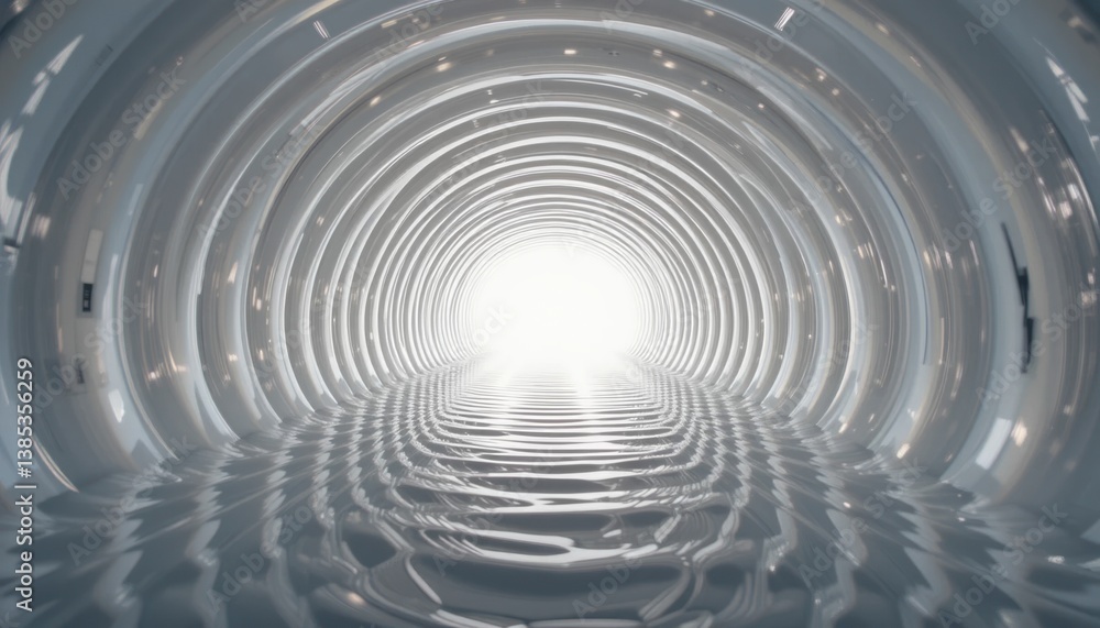 Poster exploring light at the end of a tunnel abstract imagery digital art surreal environment perspective 