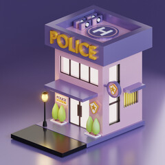 3d render of police station