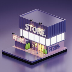 3d render of store