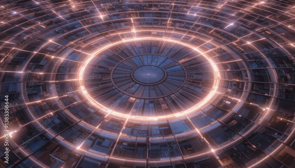 Poster dynamic energy flow futuristic setting digital visualization high-tech environment aerial perspectiv