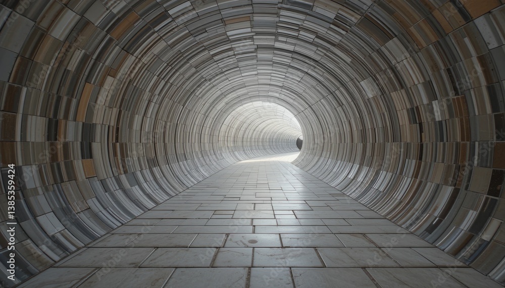 Poster exploring a unique architectural tunnel structure urban environment photography modern design perspe