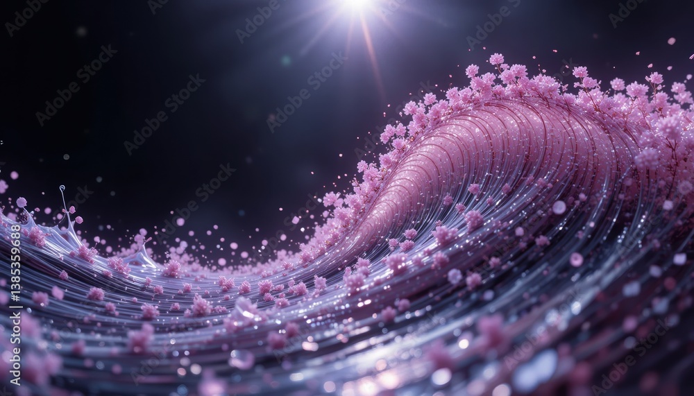 Aufkleber dynamic flow of digital particles creating a wave abstract environment high-resolution imagery capti