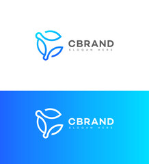 Abstract Blue Circular C Letter Logo Design for C Brand, Modern, Minimalist