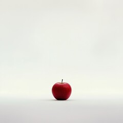 A single apple in close-up, isolated on a white background. Featuring smooth texture and bright color
