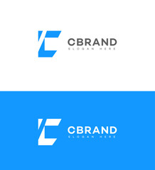 Modern Blue C Letter Logo Design with Slogan Space