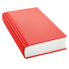 A vibrant red hardcover book lying flat on a white background, showcasing its smooth texture and elegant design, perfect for literary enthusiasts or as a study prop.