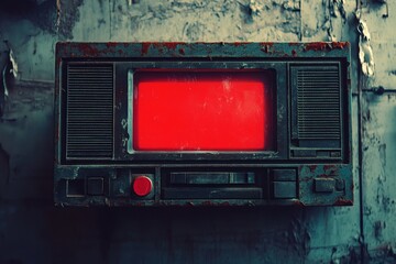 Retro CCTV or VHS video white noise background texture with red recording indicator. Vintage horizontal scanlines with vignette border. Grungy distressed horror film backdrop 8k 16:9 3D, Generative AI