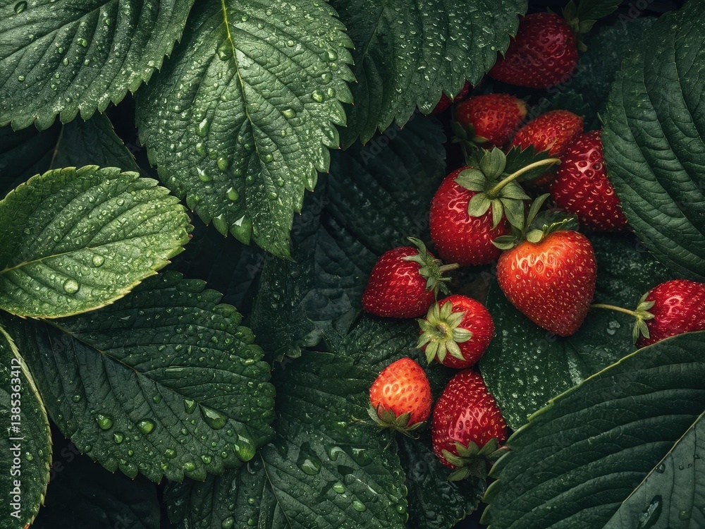Poster  The image features a close-up of strawberries in focus.