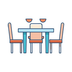 Dining room table and chairs set illustration for furniture store and interior design projects vector art