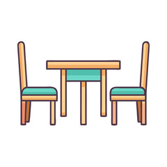 Illustration of a wooden table and chairs set for dining room furniture and interior design ideas use case 100