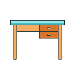 Illustration of a wooden office desk with drawers for study room and home office furniture design idea