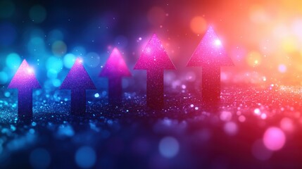 Abstract Upward Trend: Glittering Arrows on a Sparkling Background