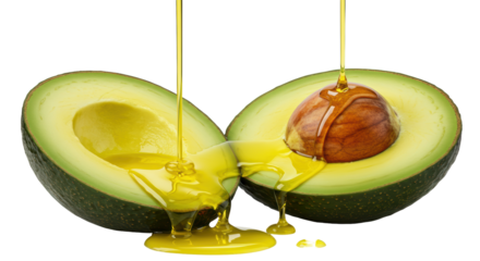Isolated Two Avocado Halves with Oil