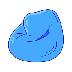 Illustration of a blue beanbag chair for comfortable seating and relaxation in living room decor design