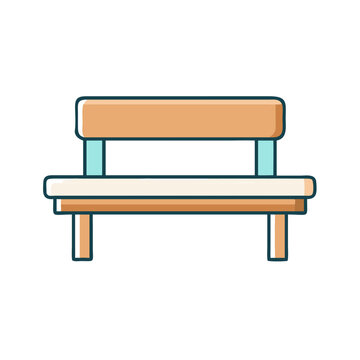 recommend clip art: Illustration of a wooden park bench seat with backrest for outdoor seating and garden furniture design