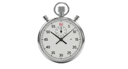 Isolated Chrome Stopwatch with Classic Dial Design