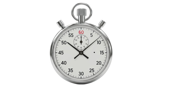 Isolated Chrome Stopwatch with Classic Dial Design