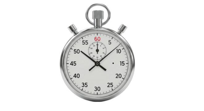 Isolated Chrome Stopwatch with Classic Dial Design