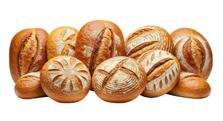 Isolated Assortment of Freshly Baked Breads with Flour Dusting