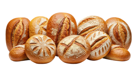 Isolated Assortment of Freshly Baked Breads with Flour Dusting